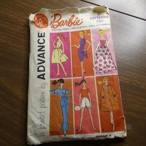 Vintage Barbie Clothes Pattern By Advance 1961